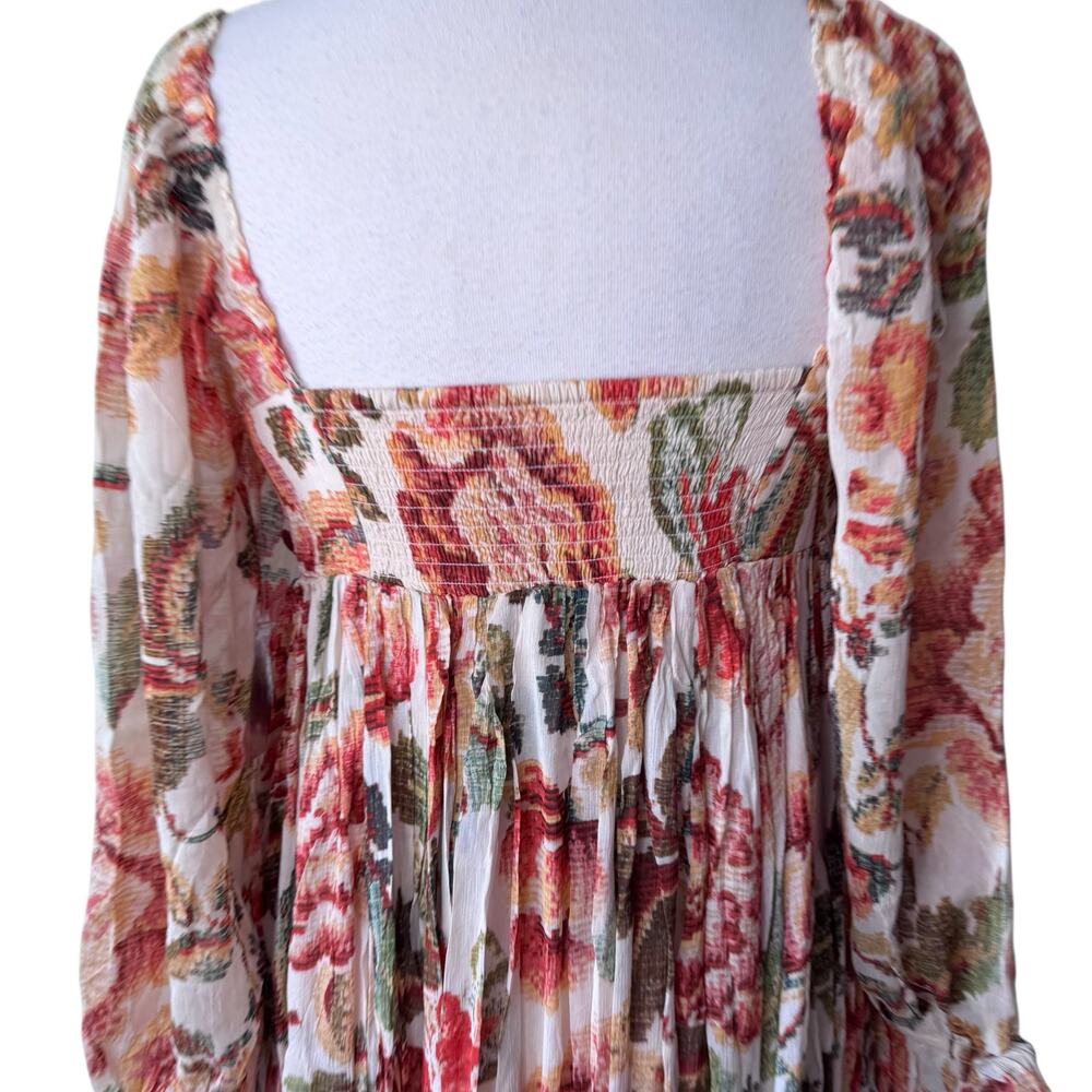 FREE PEOPLE Timeless Tapestry Maxi Dress Handkerchief Hem Boho Large NWT - Picture 9 of 13